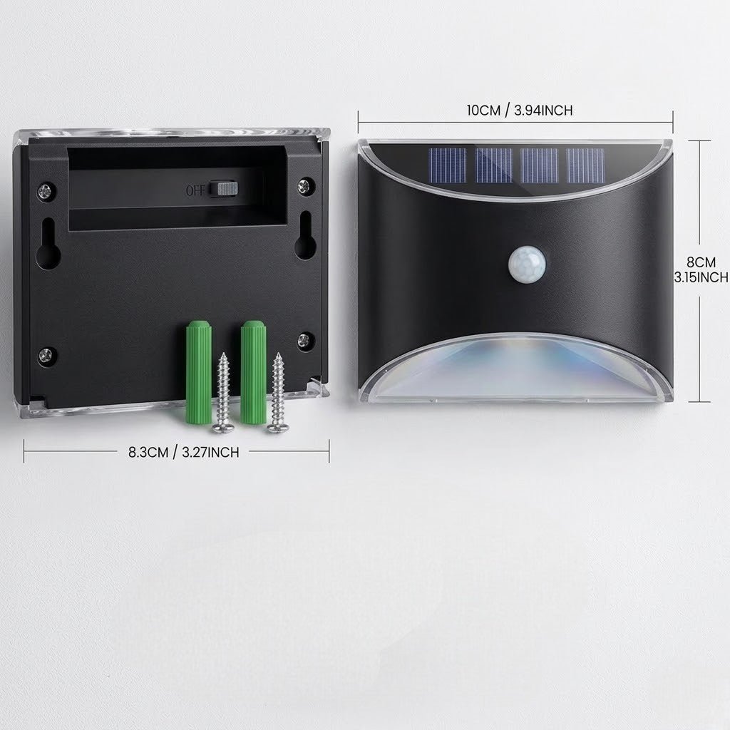 Solar Outdoor Garden Wall Light PIR Motion Sensor IP65 Waterproof Lamp