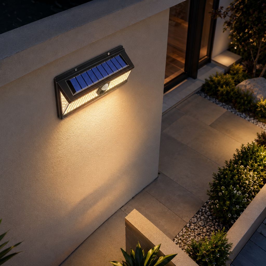 Solar Outdoor Wall Light LED PIR Motion Sensor IP65