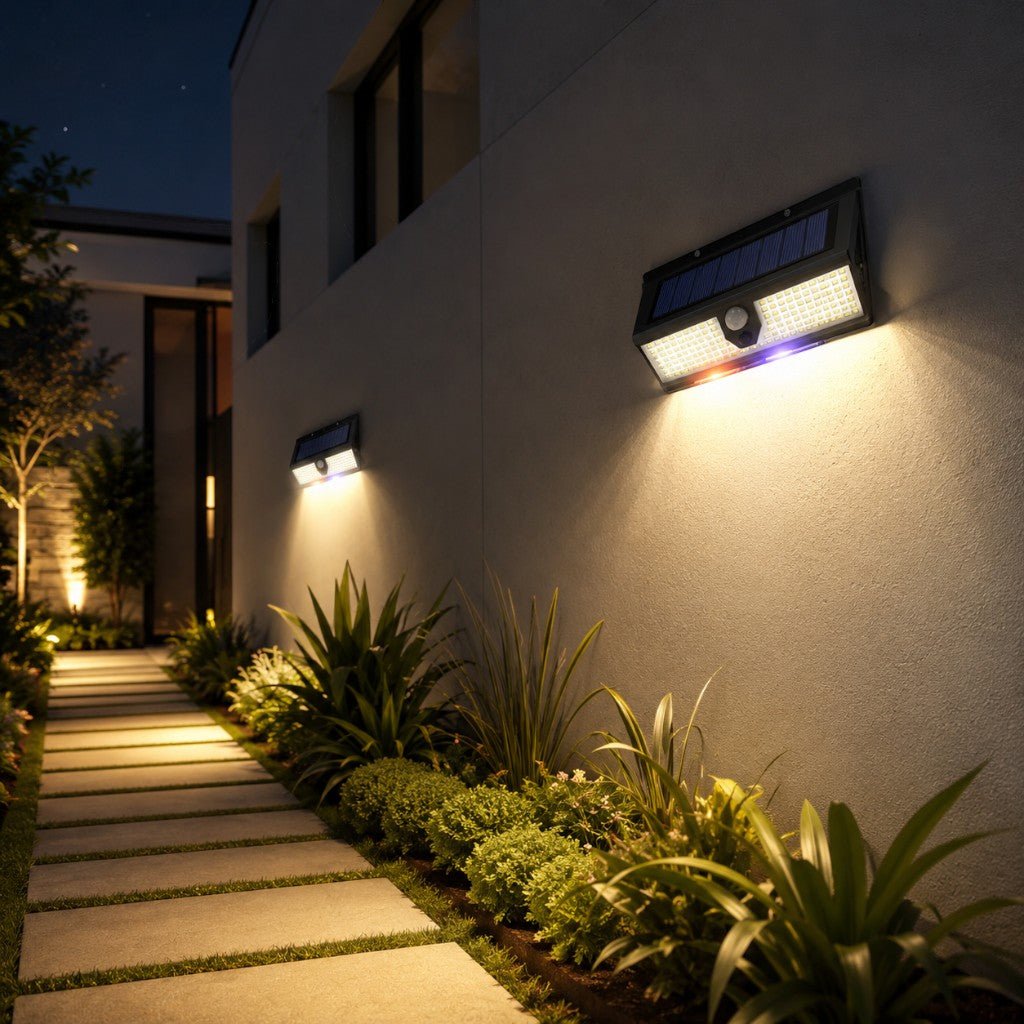 Solar Outdoor Wall Light LED PIR Motion Sensor IP65