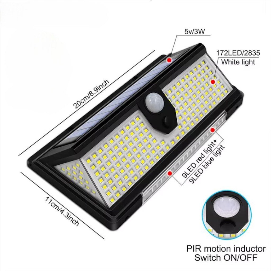 Solar Outdoor Wall Light LED PIR Motion Sensor IP65