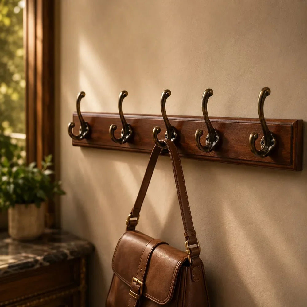 Solid Wood Wall Coats & Hats Rack with Hooks | Hallway Storage