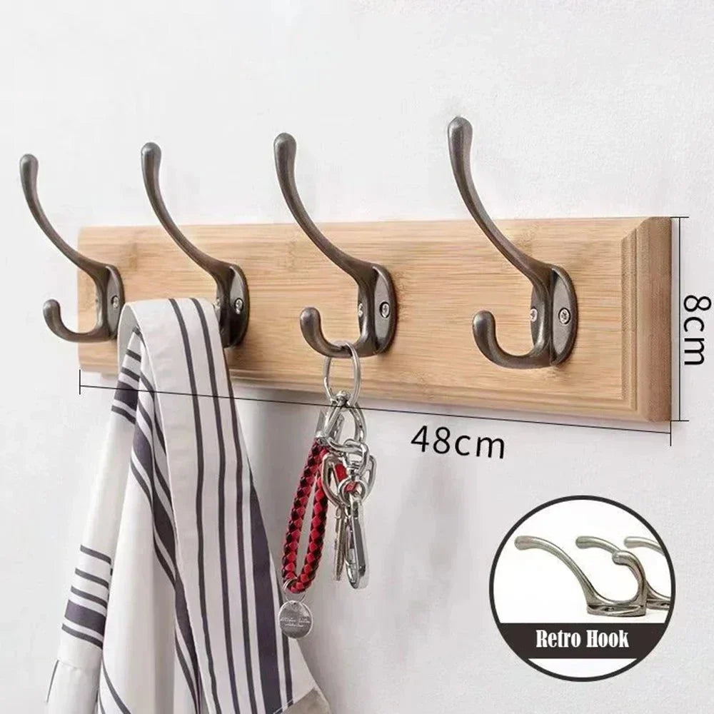 Solid Wood Wall Coats & Hats Rack with Hooks | Hallway Storage