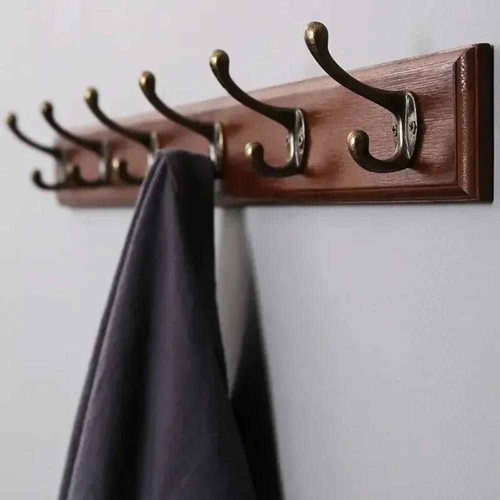 Solid Wood Wall Coats & Hats Rack with Hooks | Hallway Storage