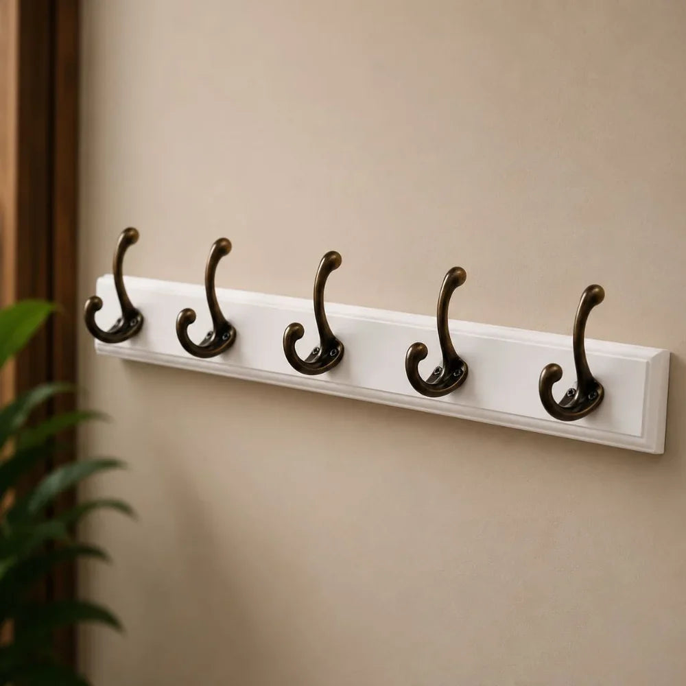 Solid Wood Wall Coats & Hats Rack with Hooks | Hallway Storage