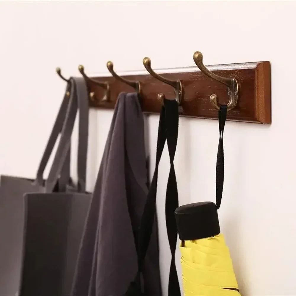 Solid Wood Wall Coats & Hats Rack with Hooks | Hallway Storage