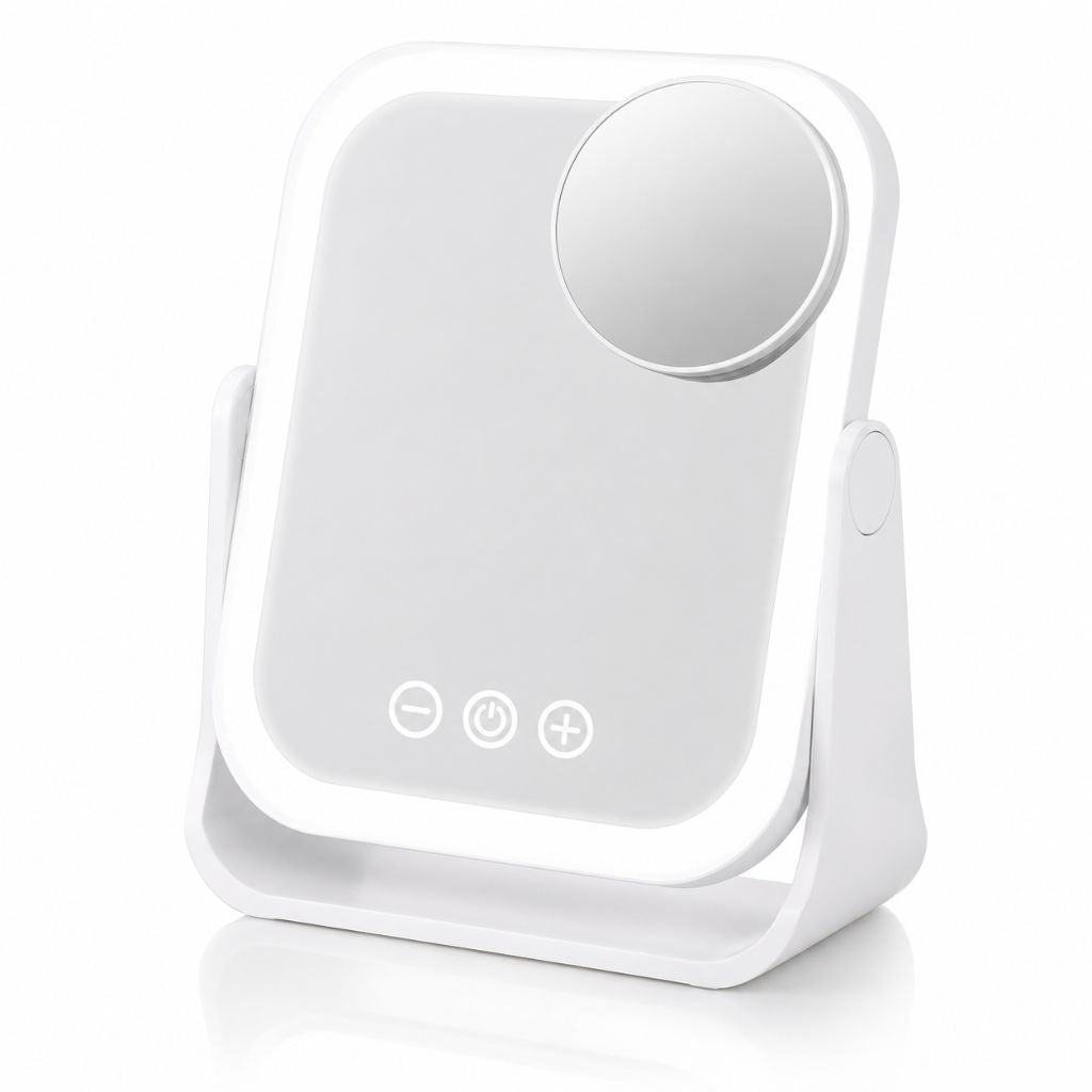 Square LED Makeup Mirror Portable Flip Rechargeable Touch Dimming