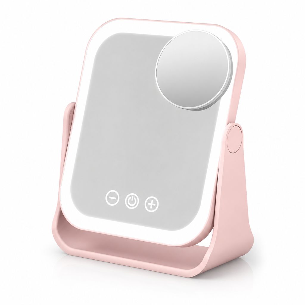 Square LED Makeup Mirror Portable Flip Rechargeable Touch Dimming