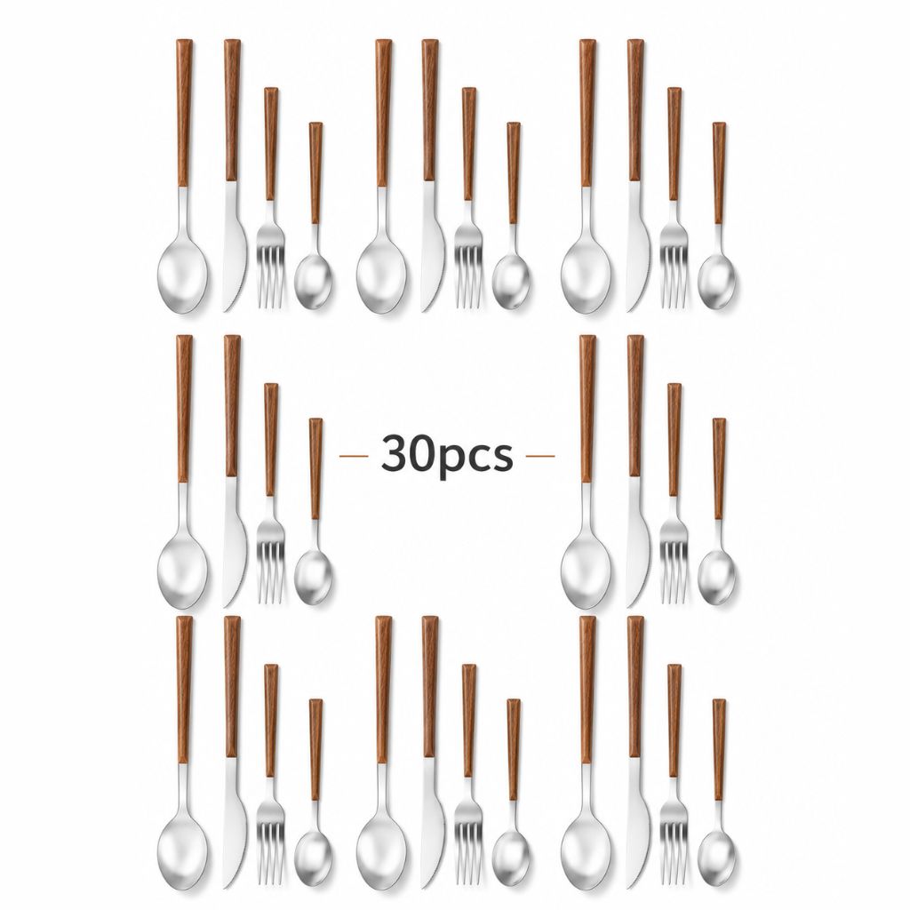 Stainless Steel Cutlery Set with Wood Handle