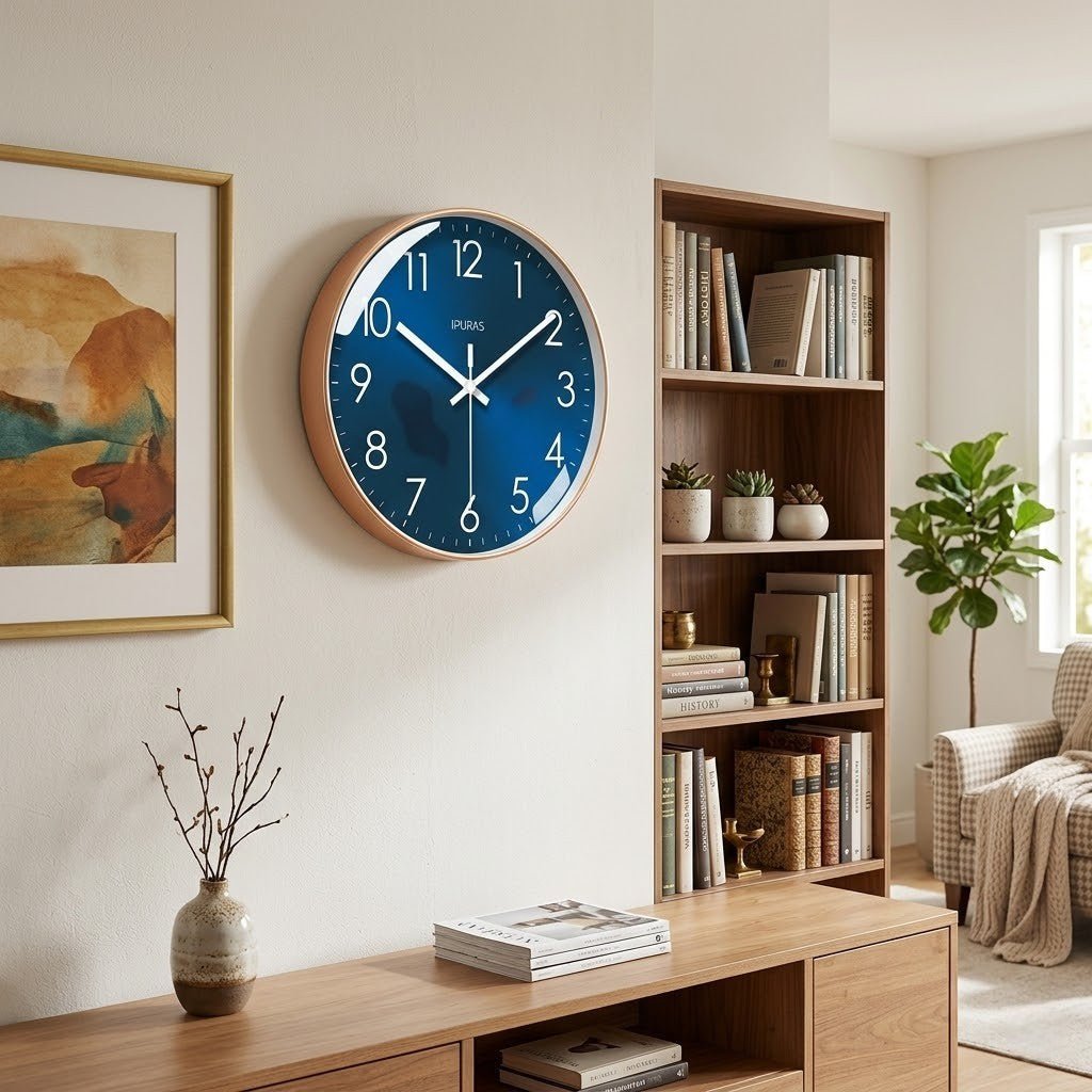 Stellar Blue Silent Quartz Modern Wall Clock