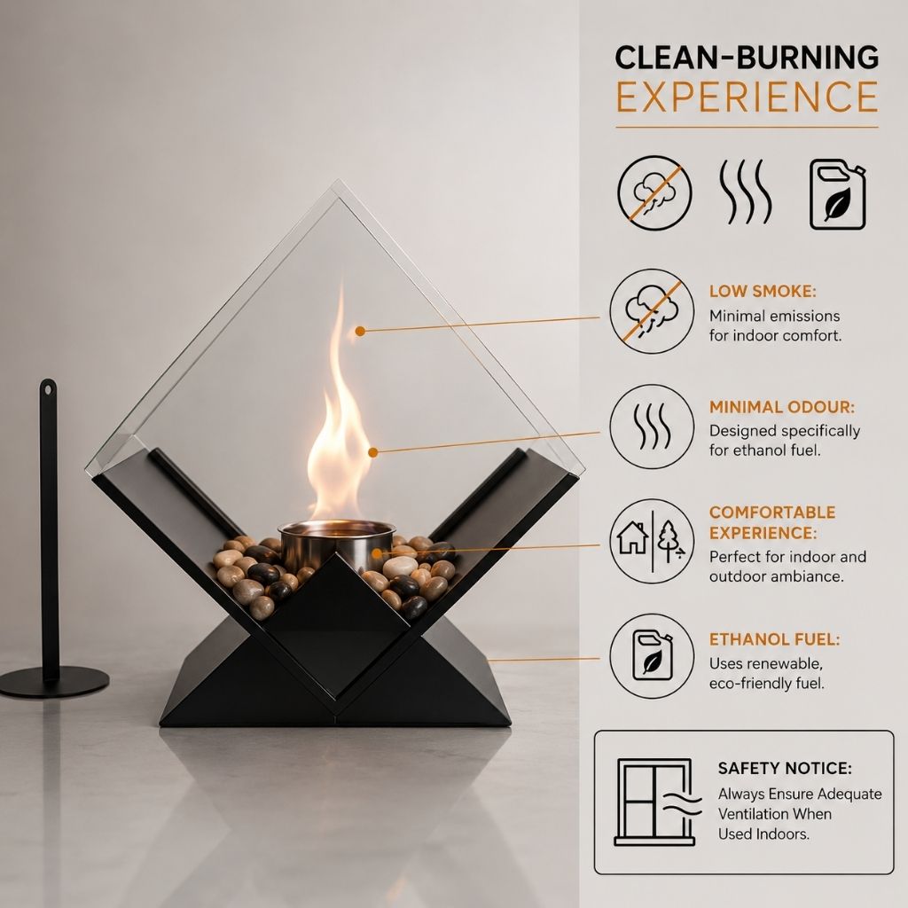 Tabletop Fire Pit Smoke-Free Nordic Glass