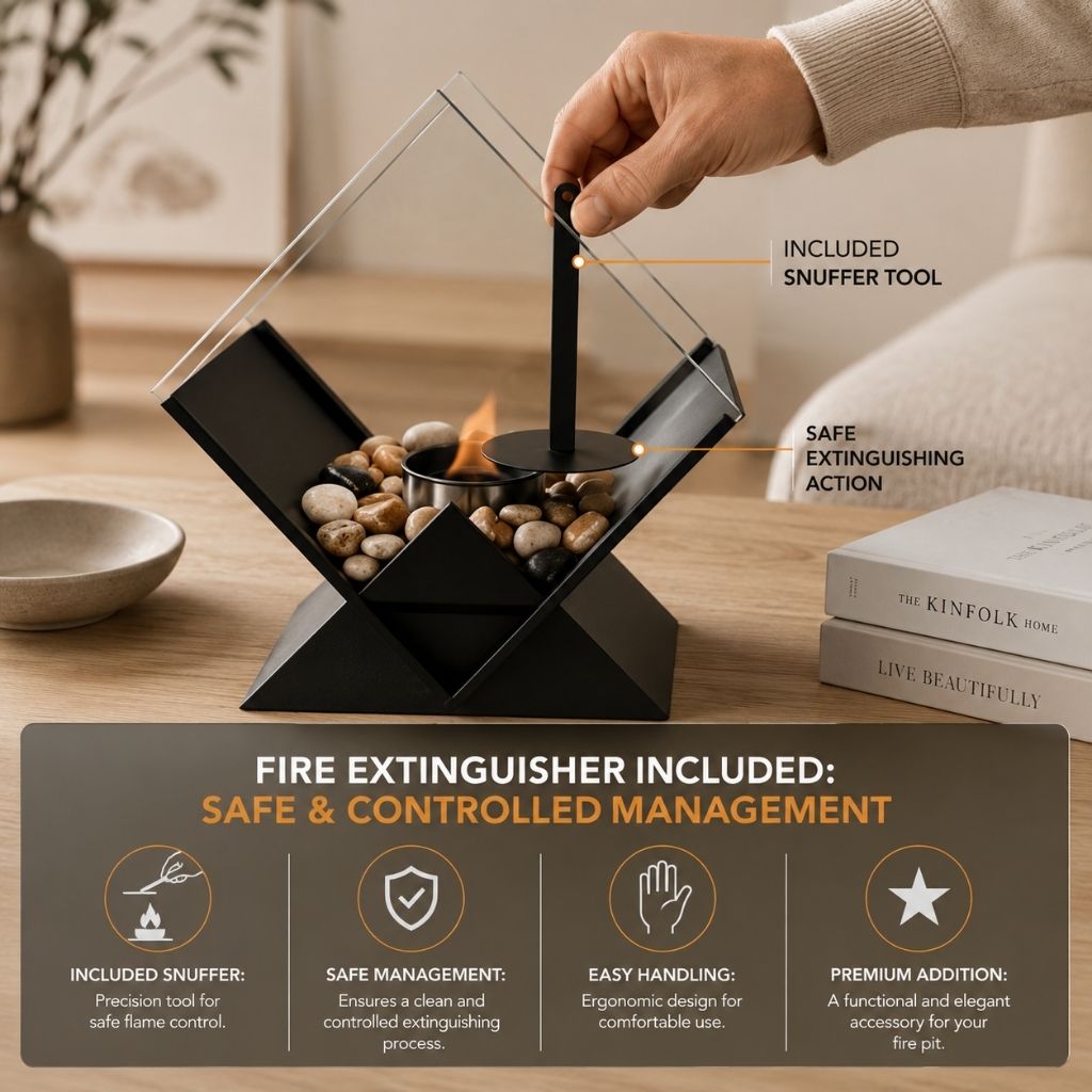 Tabletop Fire Pit Smoke-Free Nordic Glass