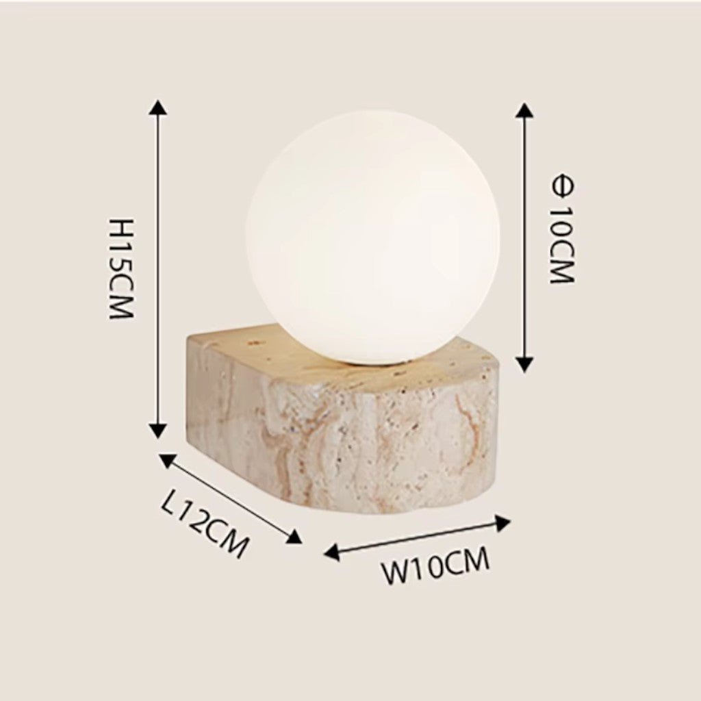 Travertine Stone Bedside Globe Wall Sconce Japanese Wabi Sabi