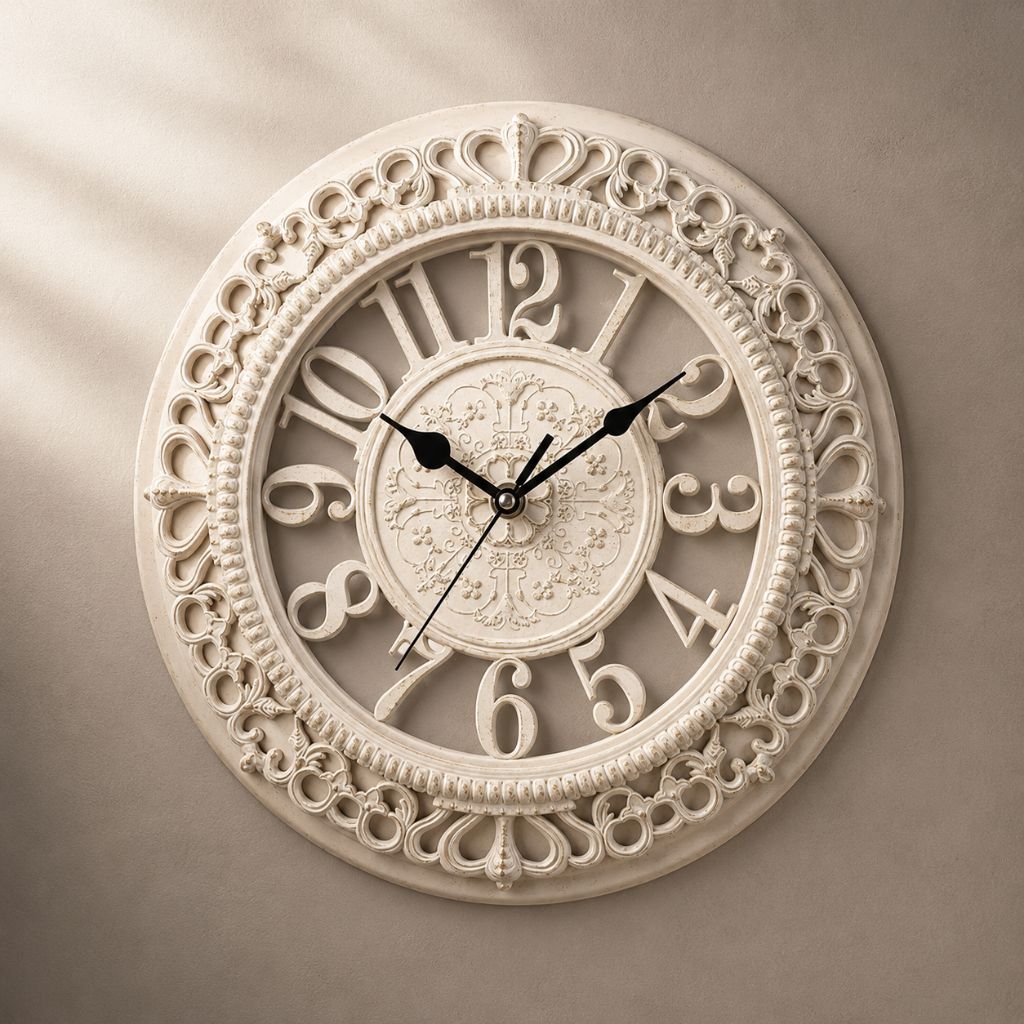 Vintage Antique European Metal Open-Face Wall Clock