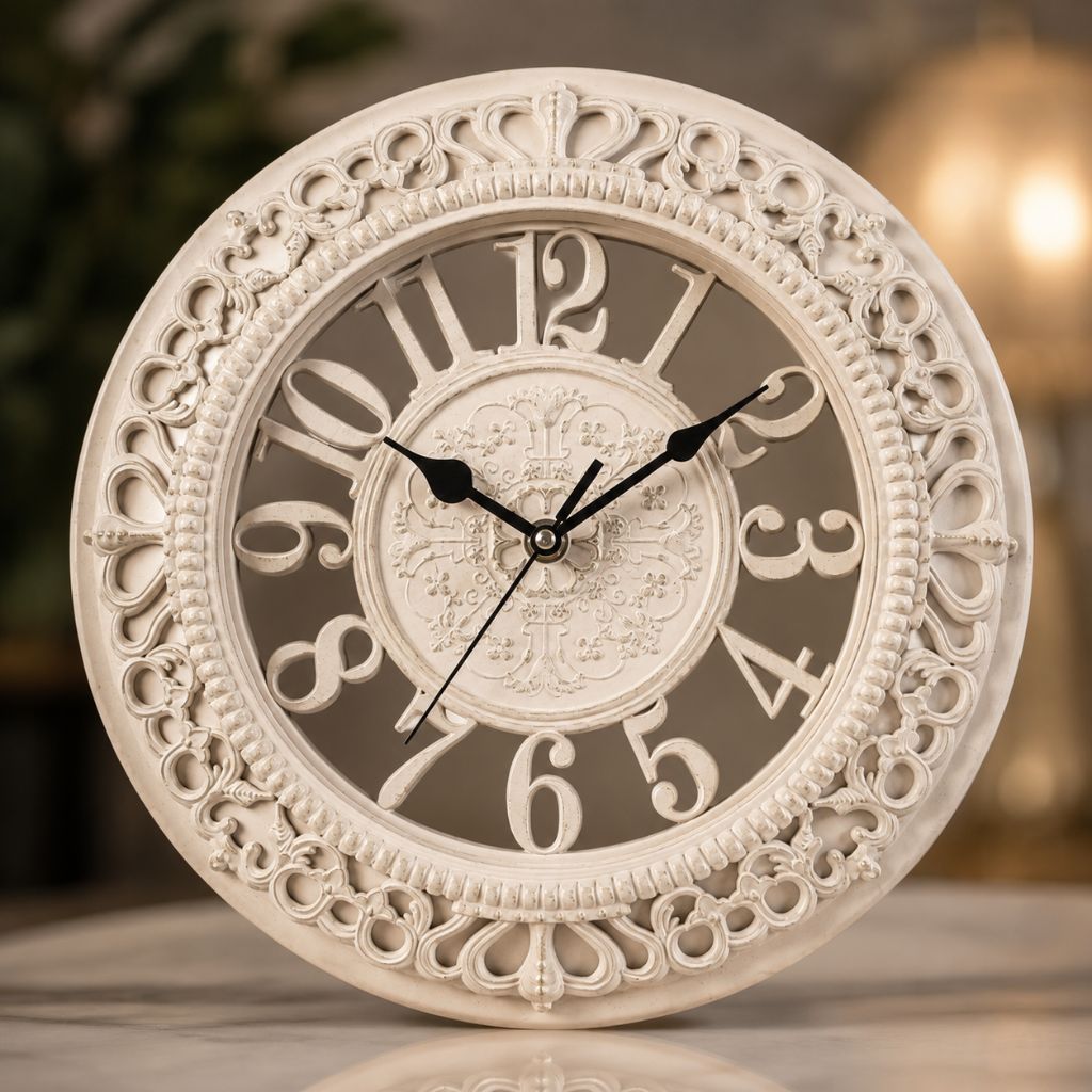 Vintage Antique European Metal Open-Face Wall Clock
