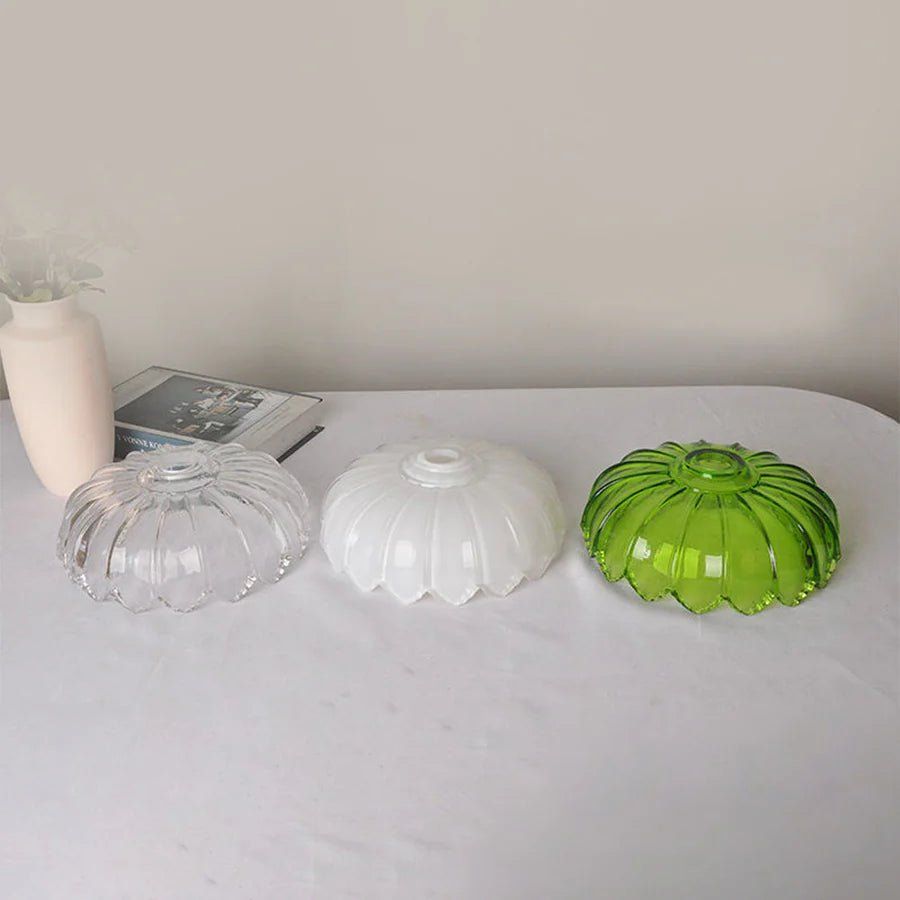 Vintage Floral Scalloped Glass Hanging Lamp