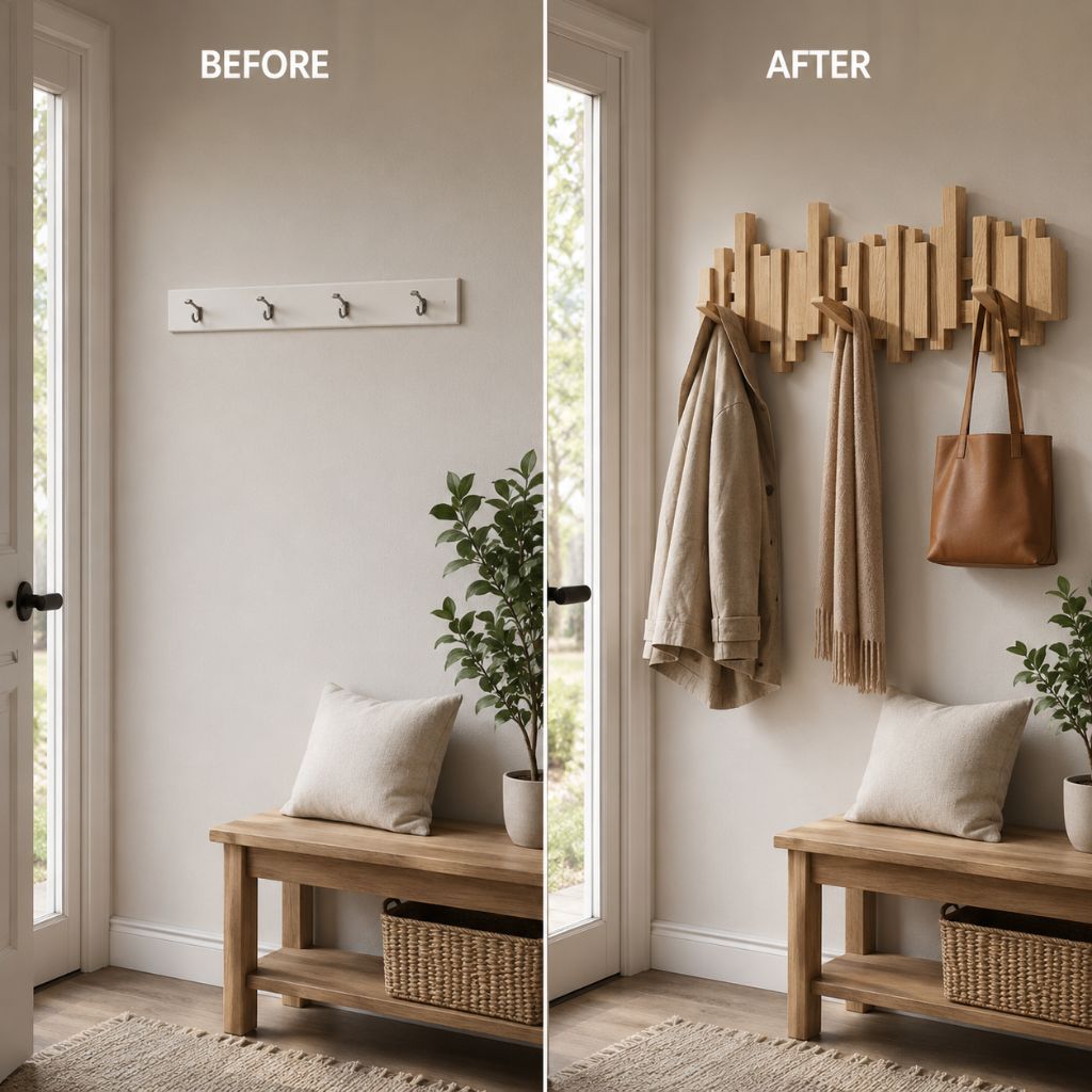 Wall-Mounted Coat Rack | Premium Wood Wall Hooks