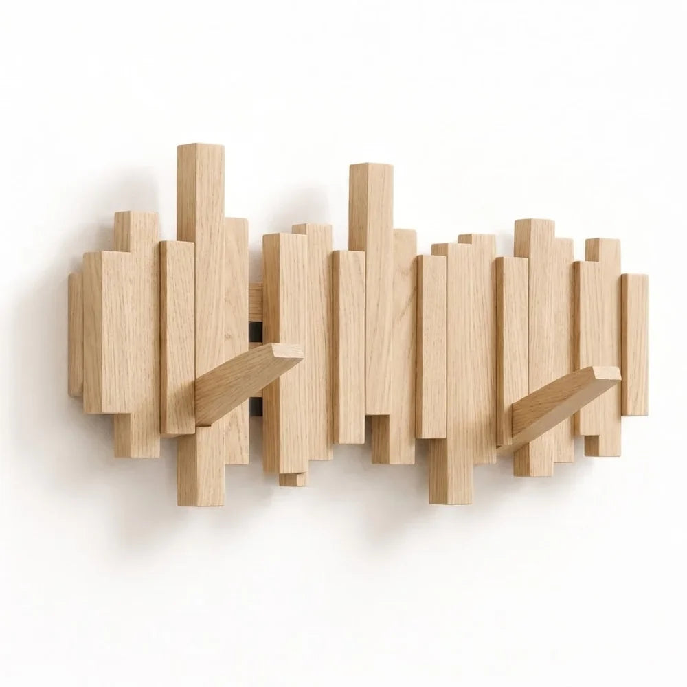 Wall-Mounted Coat Rack | Premium Wood Wall Hooks