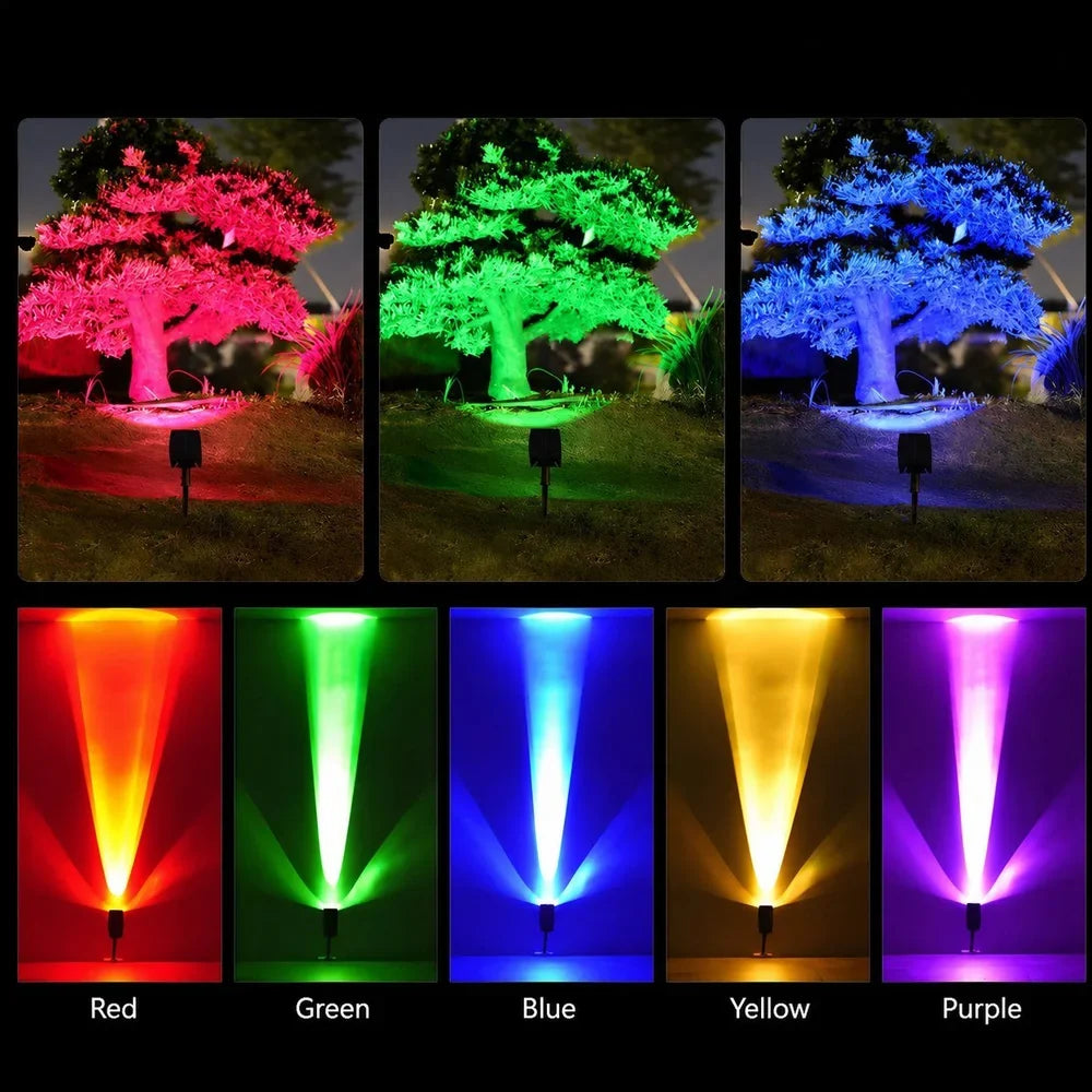 Waterproof LED Solar Spotlight Set - Multi-Zoom Landscape Lighting
