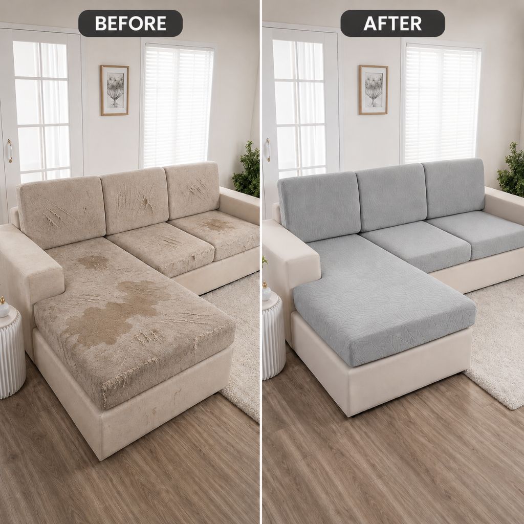 Waterproof Sofa Cushion Cover Stretch Chenille - Non-Slip Elastic Fit