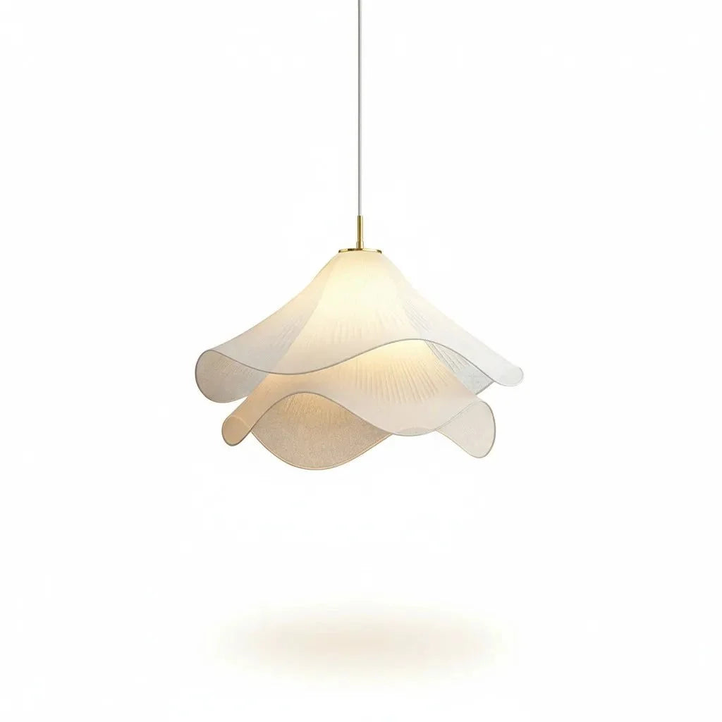 White Fabric Flower LED Pendant Light