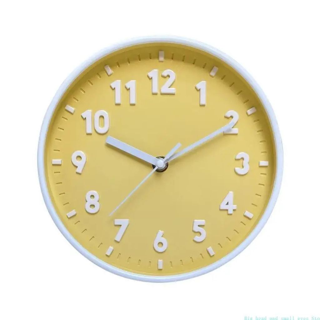 Yellow Silent Wall Clock 8 Inch Candy Colour Modern Analogue
