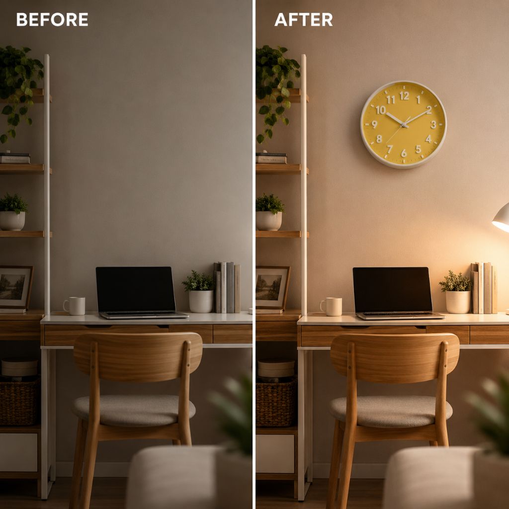 Yellow Silent Wall Clock 8 Inch Candy Colour Modern Analogue