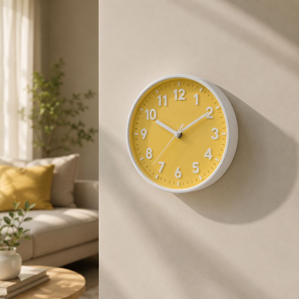 Yellow Silent Wall Clock 8 Inch Candy Colour Modern Analogue