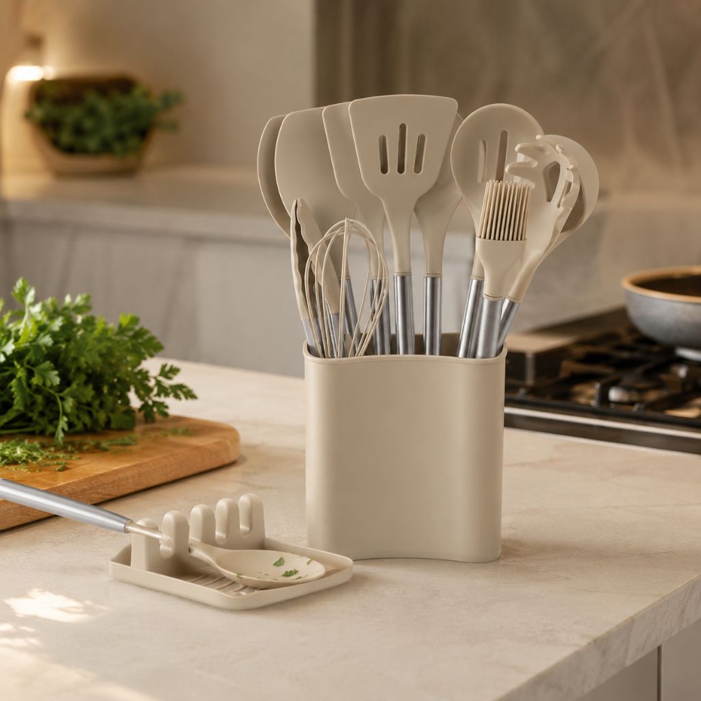 13-Piece Nordic Silicone Kitchen Utensil Set Lattea