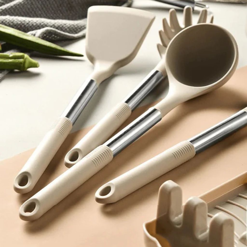 13-Piece Nordic Silicone Kitchen Utensil Set Lattea