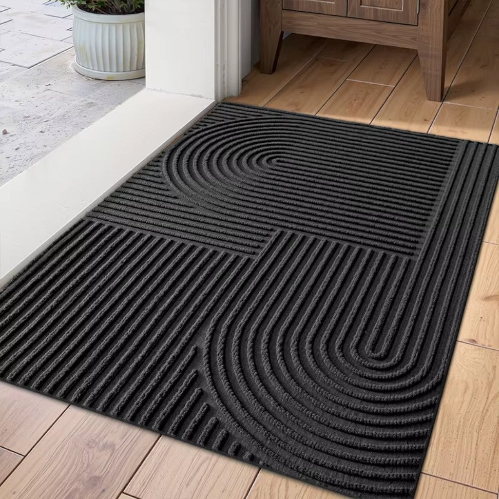 3D Grooved Geometric Doormat Anti-Slip Scraper Entrance Mat