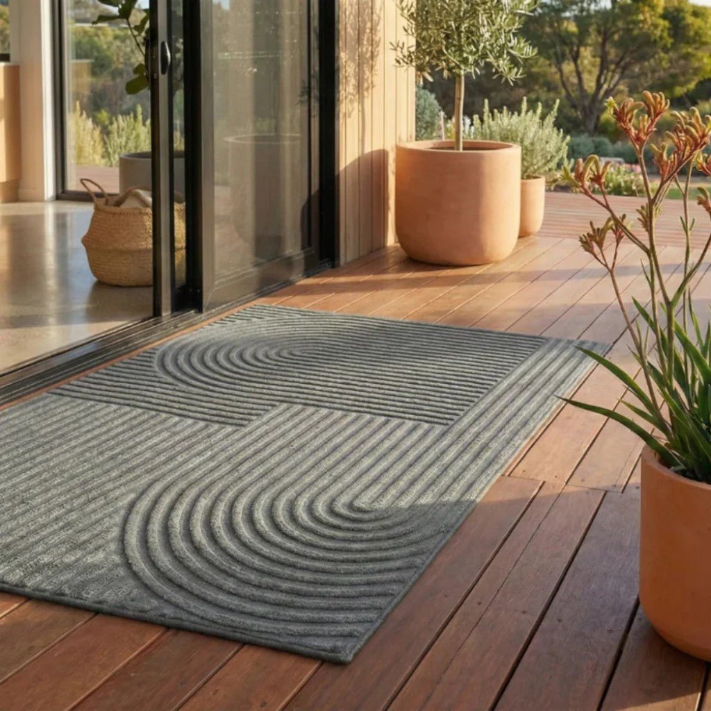 3D Grooved Geometric Doormat Anti-Slip Scraper Entrance Mat