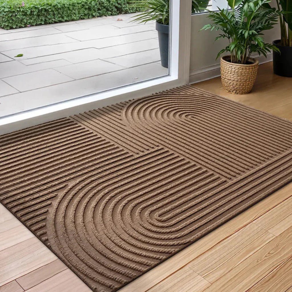 3D Grooved Geometric Doormat Anti-Slip Scraper Entrance Mat