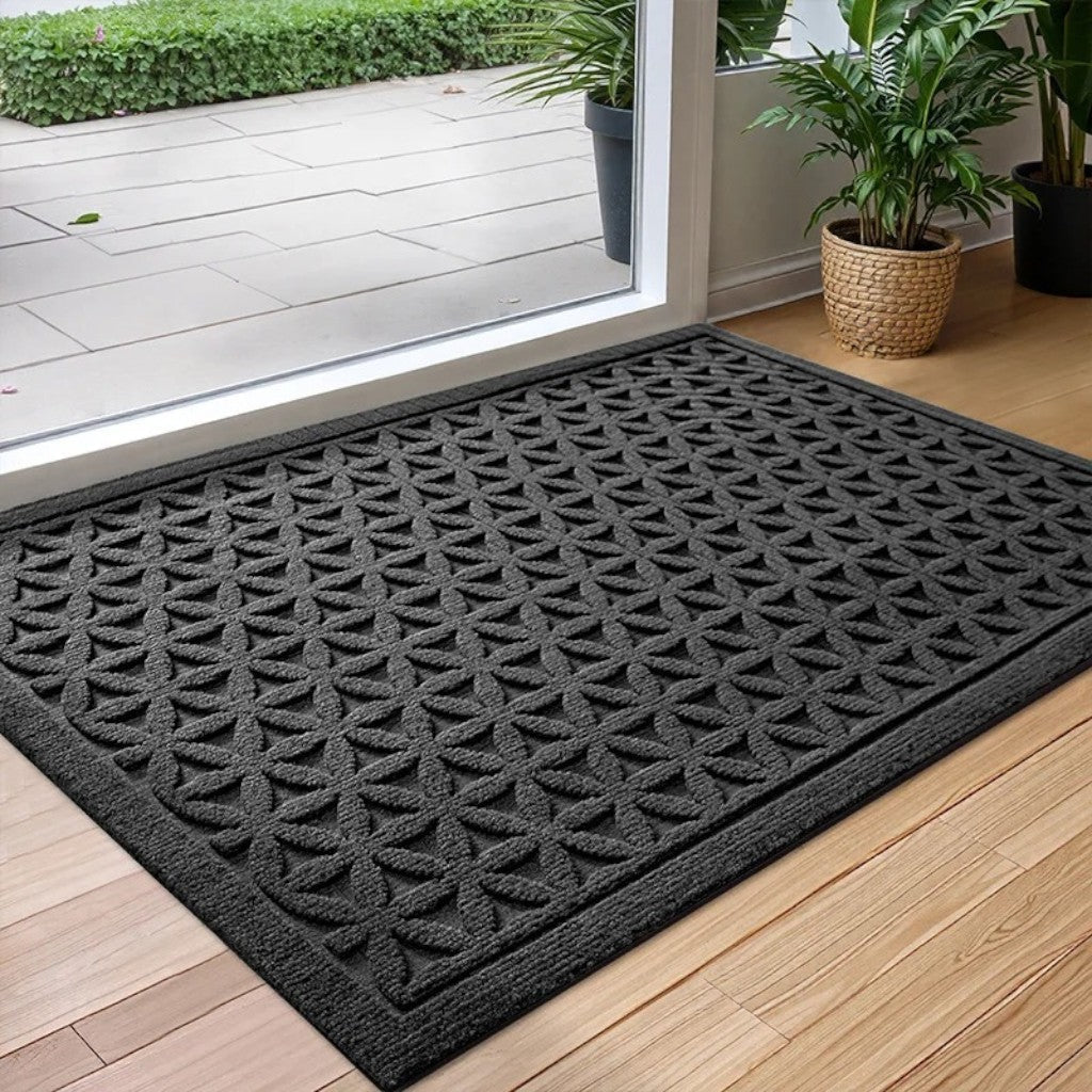 3D Grooved Geometric Doormat Anti-Slip Scraper Entrance Mat