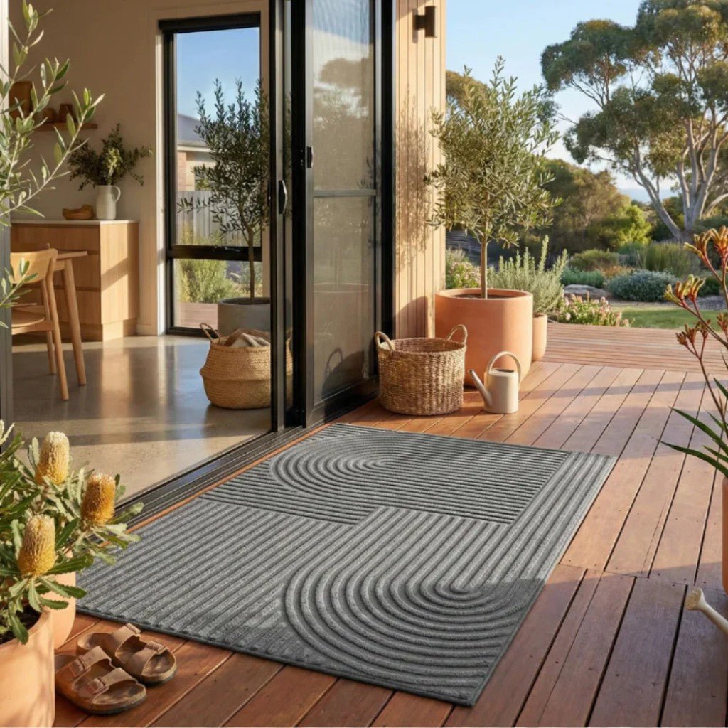 3D Grooved Geometric Doormat Anti-Slip Scraper Entrance Mat