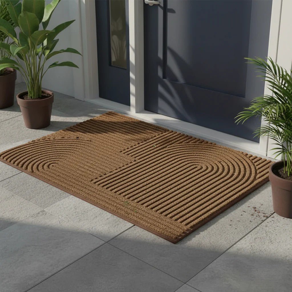 3D Grooved Geometric Doormat Anti-Slip Scraper Entrance Mat