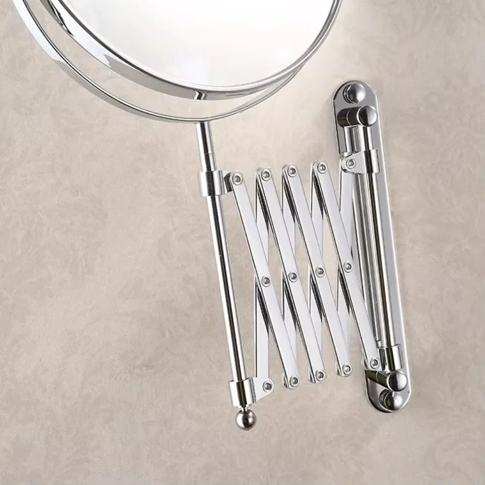 3x Magnifying Round Wall Makeup Mirror Double Sided Pantograph Arm