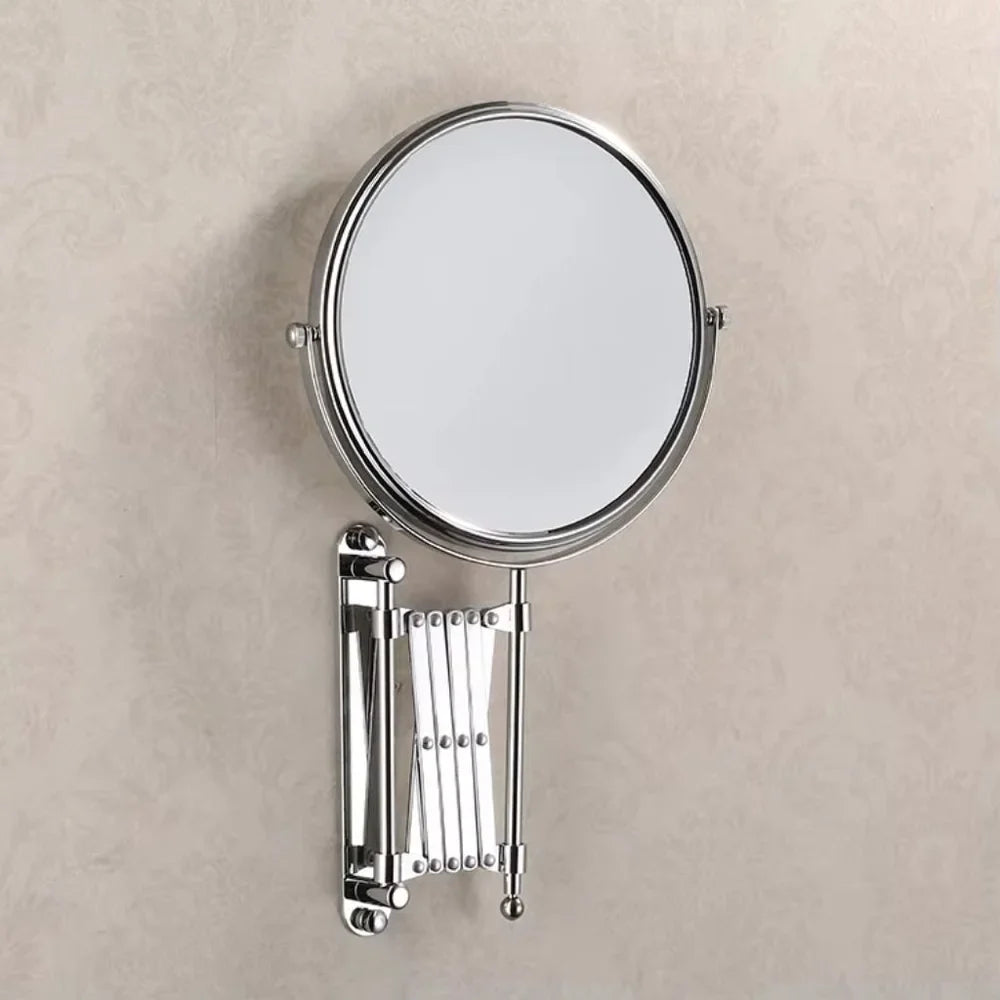 3x Magnifying Round Wall Makeup Mirror Double Sided Pantograph Arm