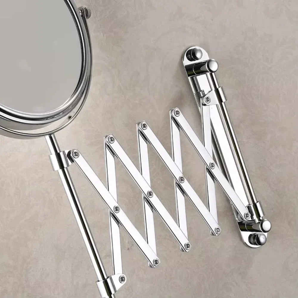 3x Magnifying Round Wall Makeup Mirror Double Sided Pantograph Arm