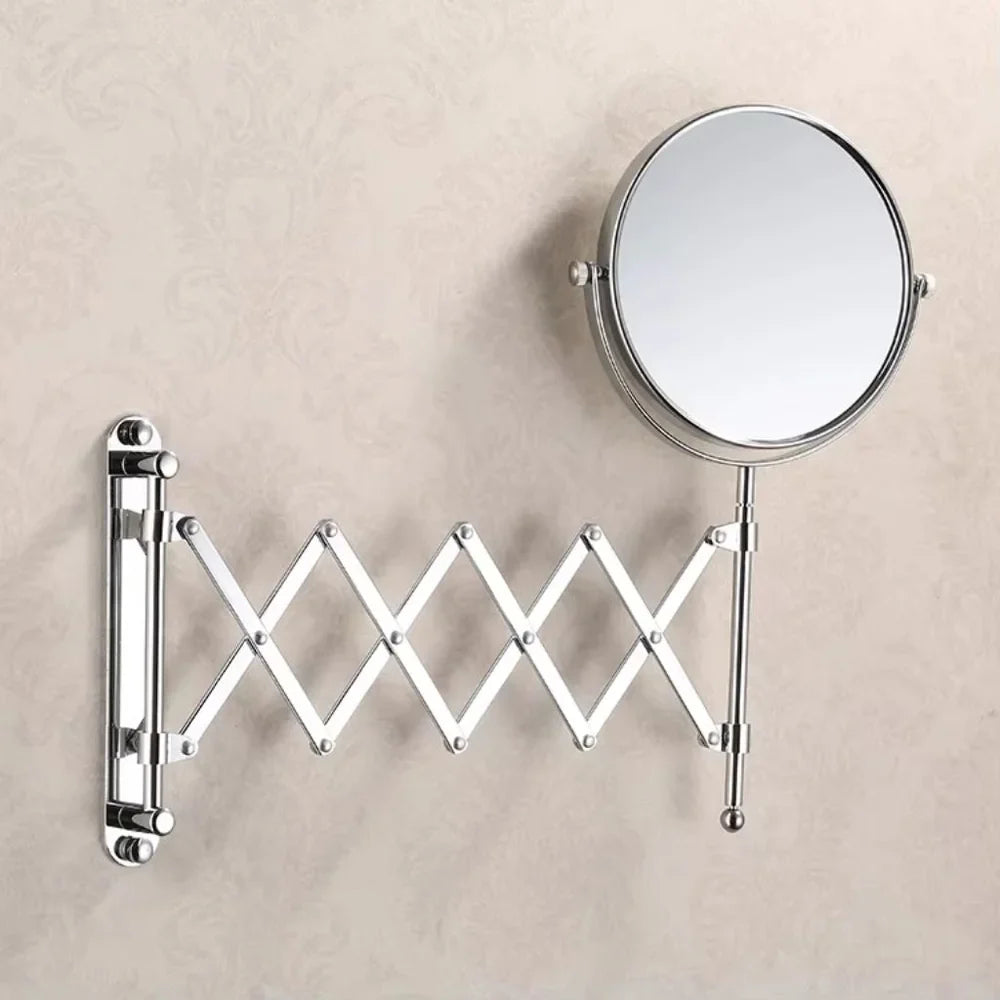 3x Magnifying Round Wall Makeup Mirror Double Sided Pantograph Arm
