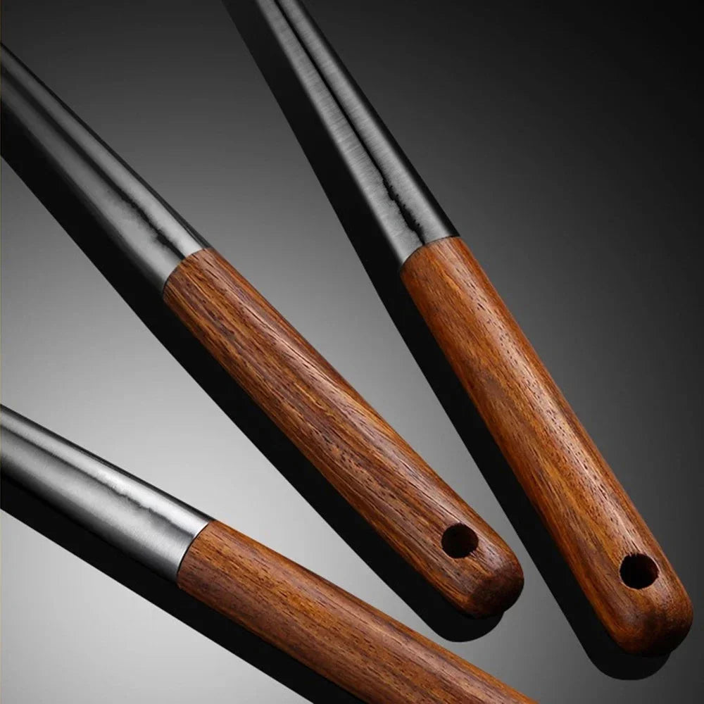 4pc Set Stainless Steel Cooking Utensils with Wooden Handles