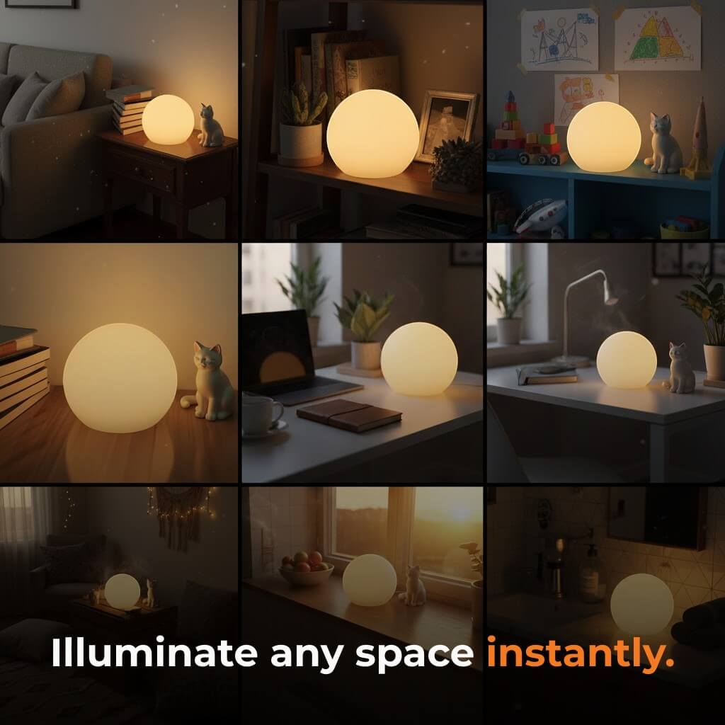 Cordless LED Moon Table Lamp