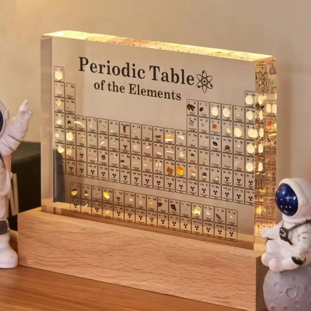 Acrylic Periodic Table Figurine Display with USB Light Desk Ornament