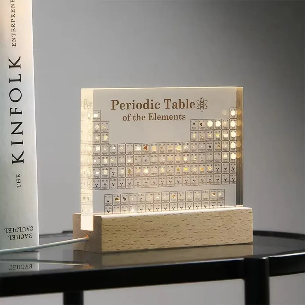 Acrylic Periodic Table Figurine Display with USB Light Desk Ornament