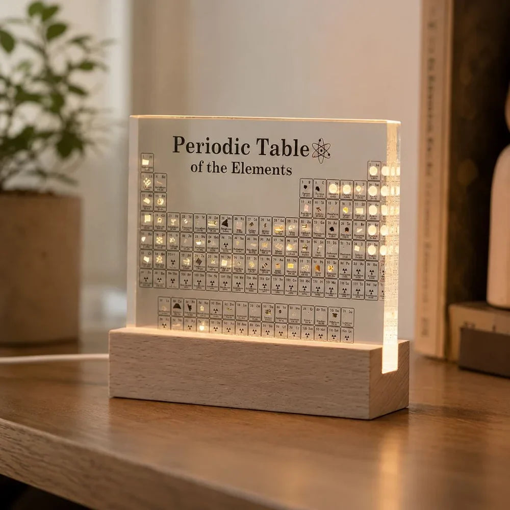Acrylic Periodic Table Figurine Display with USB Light Desk Ornament