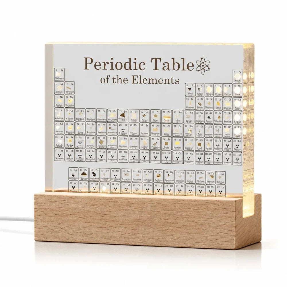 Acrylic Periodic Table Figurine Display with USB Light Desk Ornament