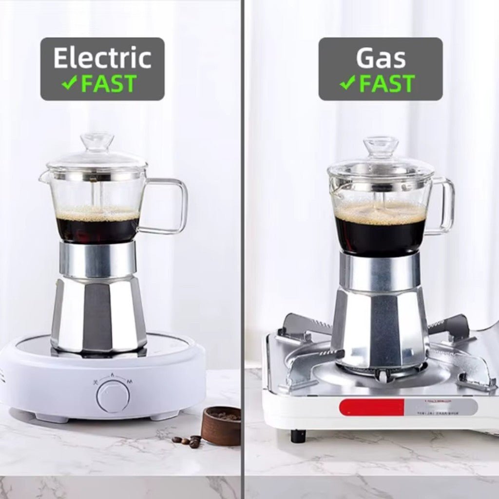 Aluminium Moka Pot Induction Espresso Maker with Glass Top