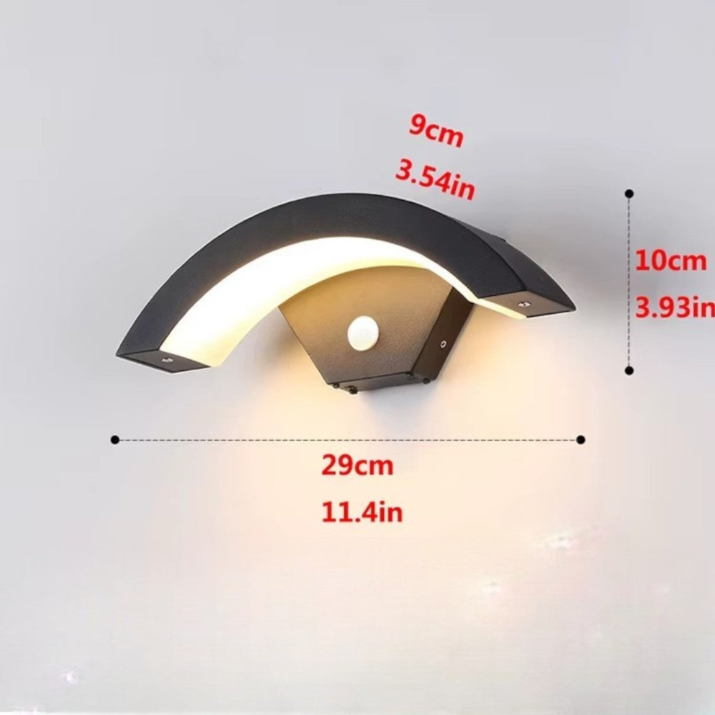 ArcSense Motion Sensor Outdoor Wall Light - Modern Curved LED Lamp