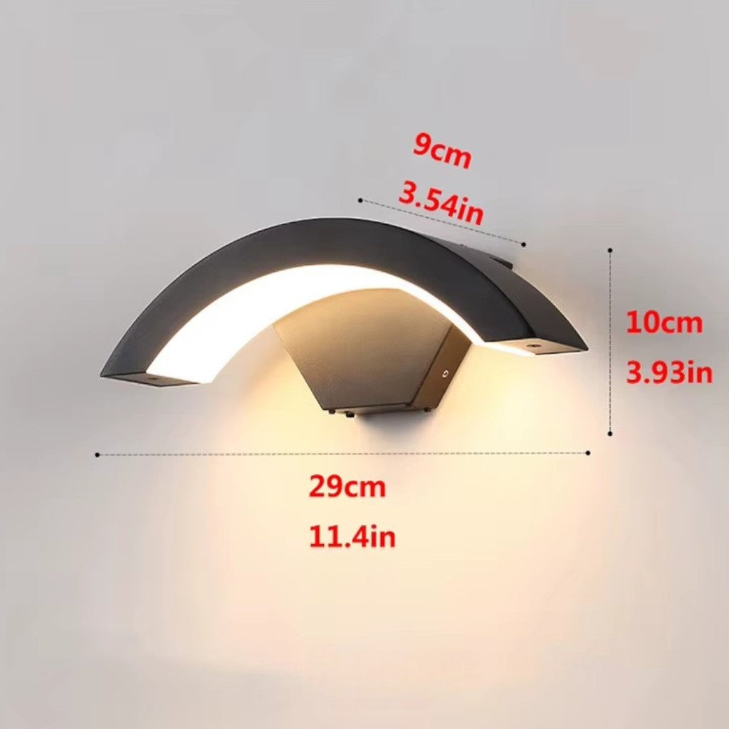ArcSense Motion Sensor Outdoor Wall Light - Modern Curved LED Lamp