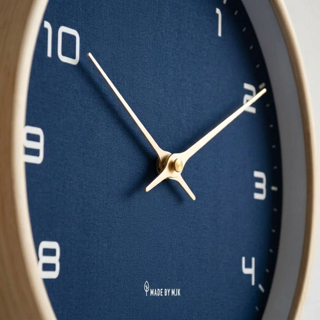 Azure Blue Minimalist Nordic Wood Wall Clock