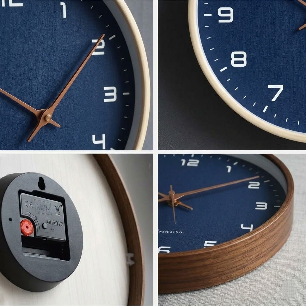 Azure Blue Minimalist Nordic Wood Wall Clock